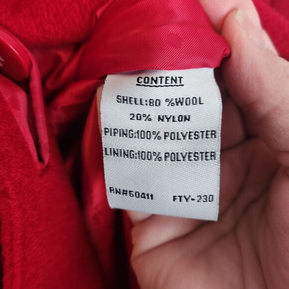 Jessica Simpson Large Wool Blend Long Winter Fall Red Coat W/belt - Picture 8 of 9